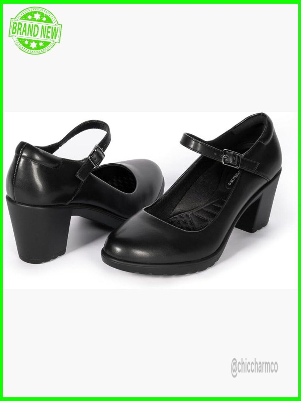 Mary Jane Heels Chunky Pumps Block Heel Arch Support Dress Shoes